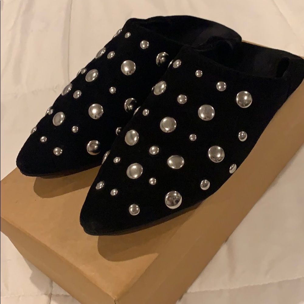 Urban outfitters black studded suede babouche